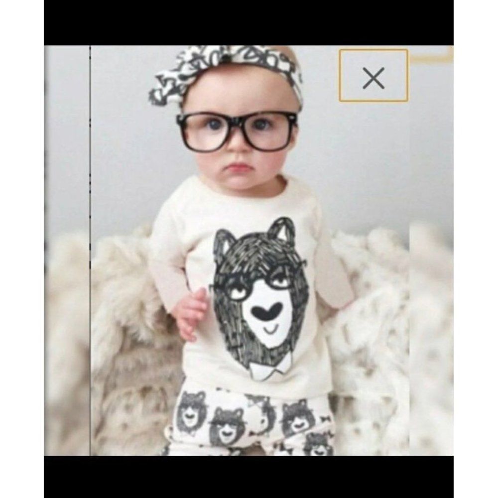 Small Shop White Bear Outfit 9-12m